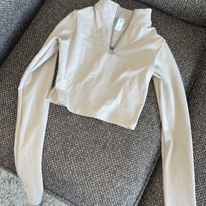 Balance cream color half crop top zipper